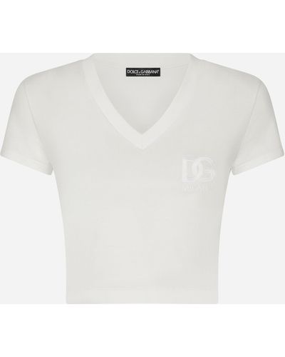 Dolce & Gabbana Camiseta de manga corta con logotipo DG - Blanco