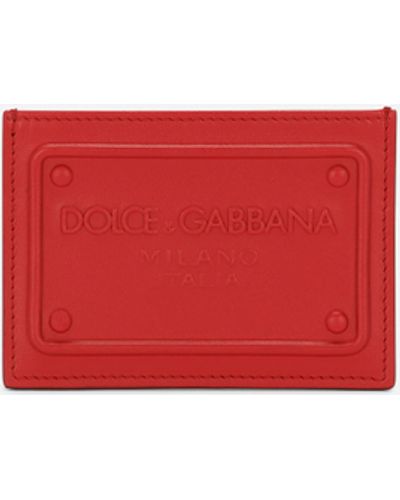 Dolce & Gabbana Kartenetui aus Kalbsleder mit Relieflogo - Rot