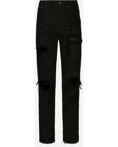 Dolce & Gabbana Boyfriend-Jeans aus Denim mit Rissen - Schwarz