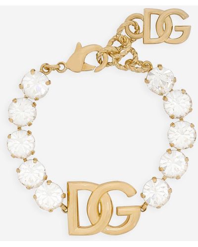 Dolce & Gabbana Bracelet with rhinestones and DG logo - Mettallic