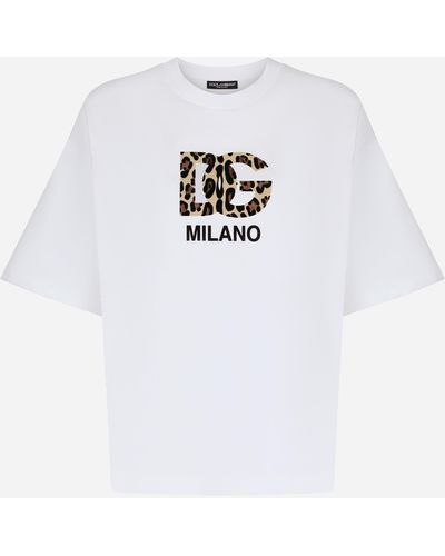 Dolce & Gabbana T-shirt con logo DG floccato - Bianco