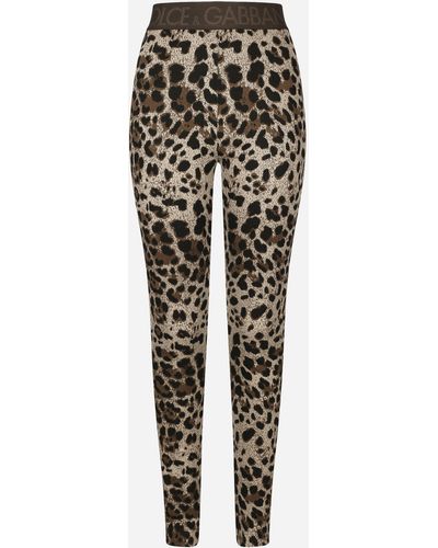 Dolce & Gabbana Leggings de punto jacquard con motivo de leopardo - Multicolor