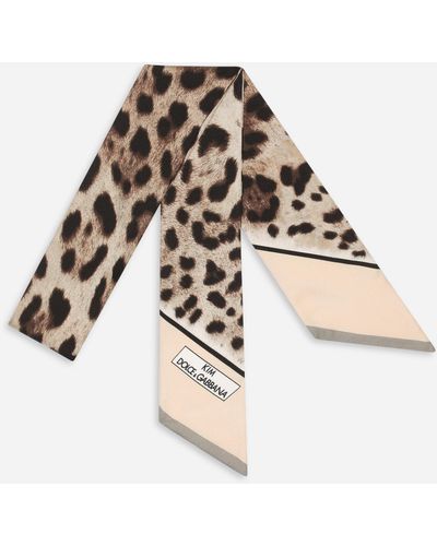 Dolce & Gabbana Bandeau in twill stampa leopardo - Marrone