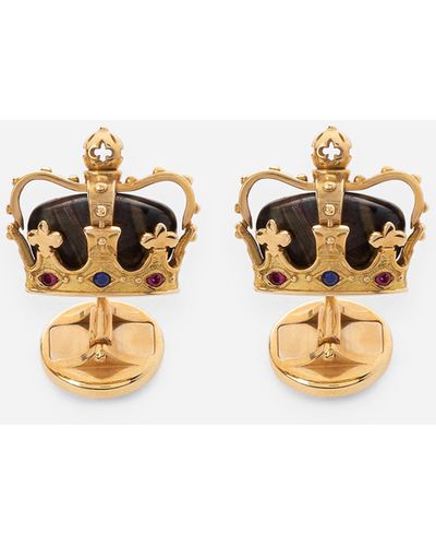 Dolce & Gabbana Crown Cufflinks With Iron Eye - Weiß
