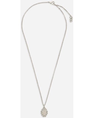 Dolce & Gabbana Pendant Necklace With Crystals - White