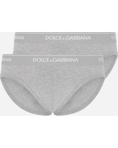 Dolce & Gabbana Stretch cotton mid-rise briefs two pack - Grau
