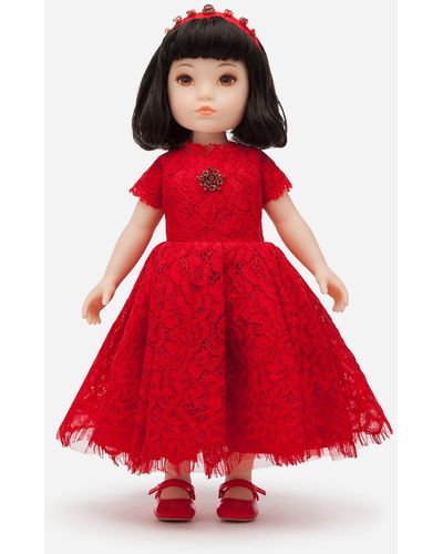 Dolce & Gabbana Puppe Mit Spitzen-Kleid - Rot