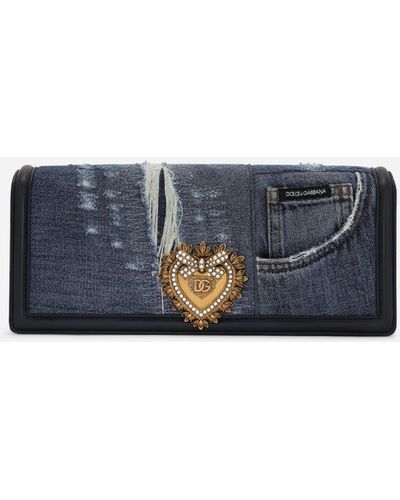 Dolce & Gabbana Baguette-Tasche Devotion aus Patchwork-Denim - Blau