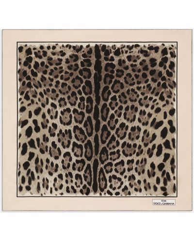 Dolce & Gabbana Foulard 70x70 in twill stampa leopardo - Multicolore