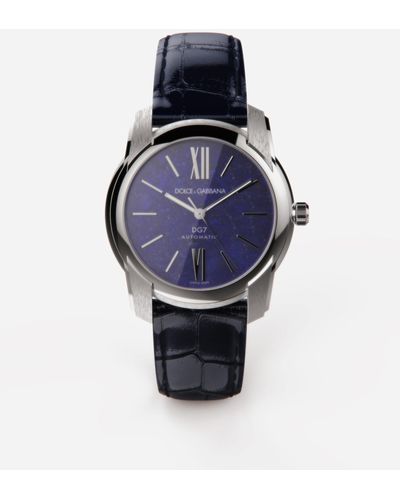Dolce & Gabbana DG7 watch in steel with lapislazuli - Bleu