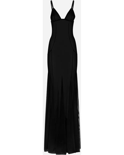 Dolce & Gabbana Langes Slip Dress aus Tüll - Schwarz