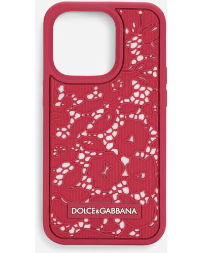 Dolce & Gabbana Floral Lace Iphone 14 Pro Case - Pink