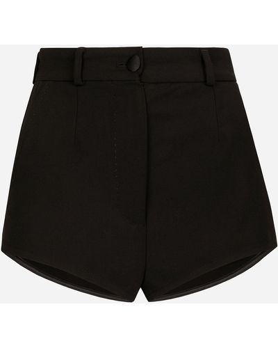 Dolce & Gabbana Kurze Hose im Panty-Design mit hohem Bund aus Wolle - Schwarz