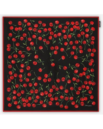 Dolce & Gabbana Cherry-print twill scarf (90x90) - Rosso