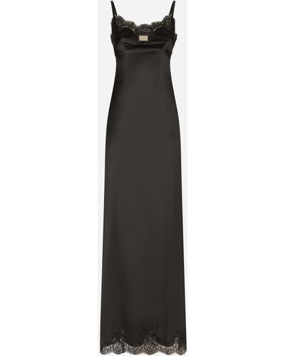 Dolce & Gabbana Long satin slip dress with the Dolce&Gabbana tag - Bianco