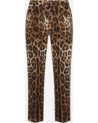 Dolce & Gabbana Leopard-print Drill Pants - Natural