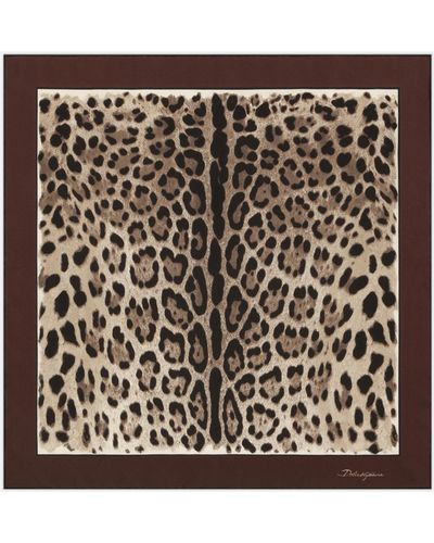 Dolce & Gabbana Leopard-print Twill Scarf (90x90) - Metallic