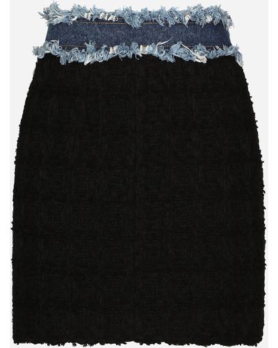 Dolce & Gabbana Minirock aus Tweed und Denim - Schwarz