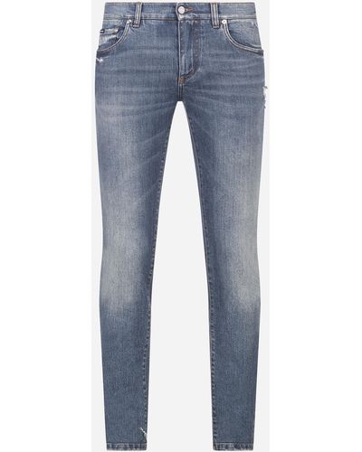 Dolce & Gabbana Stretch skinny jeans with small abrasions - Azul