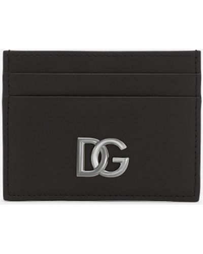 Dolce & Gabbana Kartenetui aus Kalbsnappaleder mit DG-Logo - Weiß