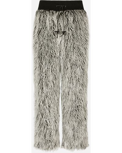 Dolce & Gabbana Faux Fur Joggers - Grey