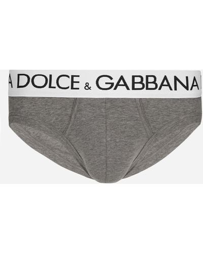 Dolce & Gabbana Midi-Slip bielastischer Baumwolljersey - Grau