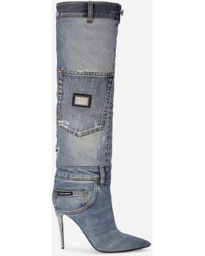 Dolce & Gabbana Patchwork denim boots - Blu