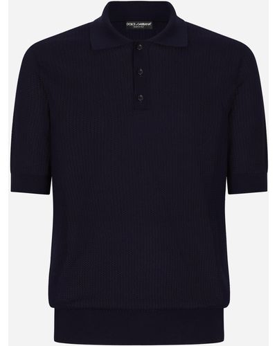 Dolce & Gabbana Cotton Polo Shirt With Logo Label - Blue