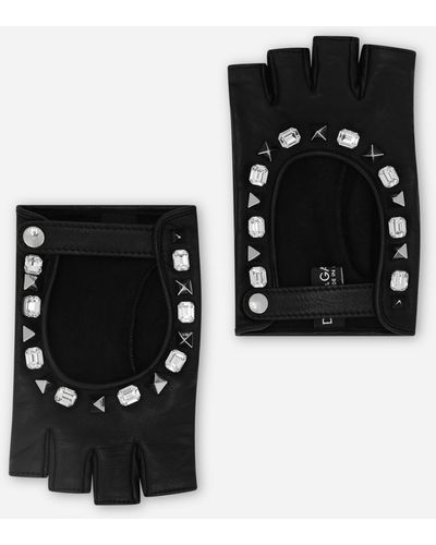 Dolce & Gabbana Handschuhe aus Nappaleder mit Stickerei - Schwarz