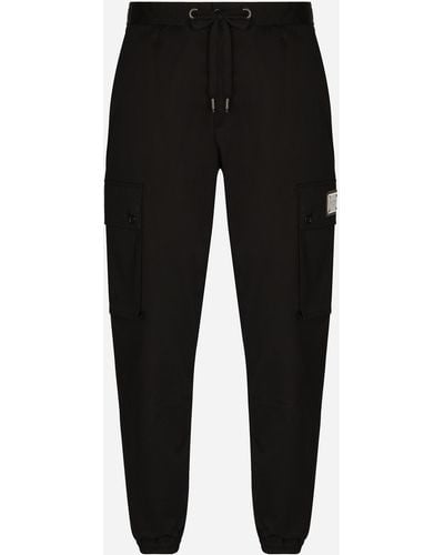 Dolce & Gabbana Stretch Cotton Cargo Trousers - Black