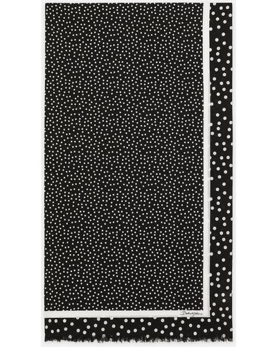 Dolce & Gabbana Pareo 110 x 190 aus Baumwolle Punkteprint - Schwarz
