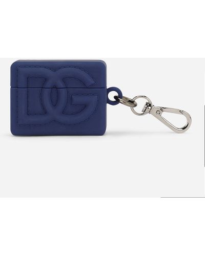 Dolce & Gabbana Airpods-Etui Aus Gummi Mit Dg-Logo - Blau