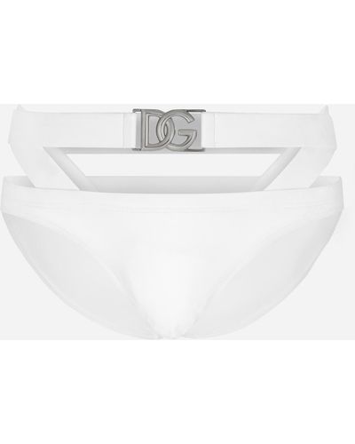 Dolce & Gabbana Slip mare alto con DG Hardware - Bianco