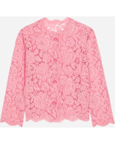 Dolce & Gabbana Einreihige Jacke aus Spitze - Pink