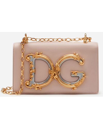 Dolce & Gabbana Phone bag DG Girls in vitello liscio - Neutro