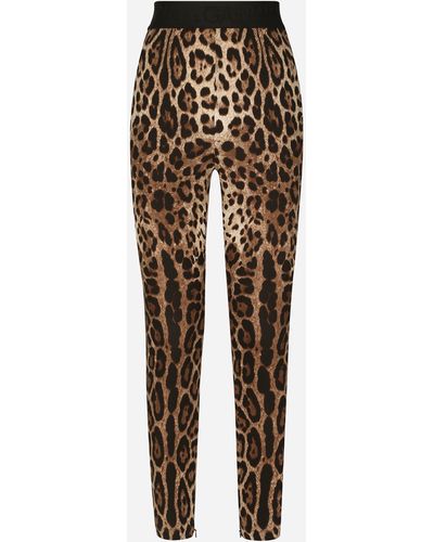 Dolce & Gabbana Leggings de charmeuse con estampado de leopardo - Blanco