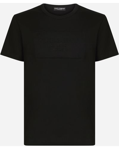 Dolce & Gabbana Cotton T-shirt with embossed logo - Negro