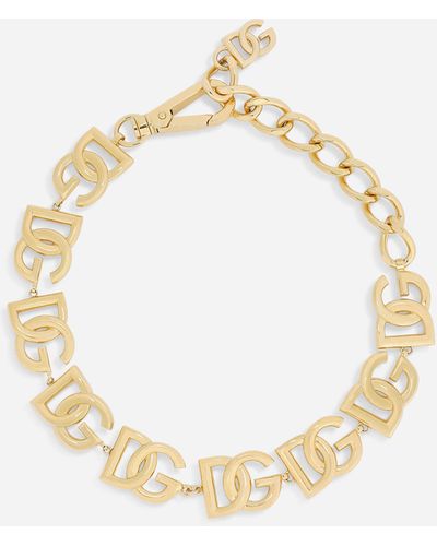 Dolce & Gabbana Choker With Multiple Dg Logos - Metallic