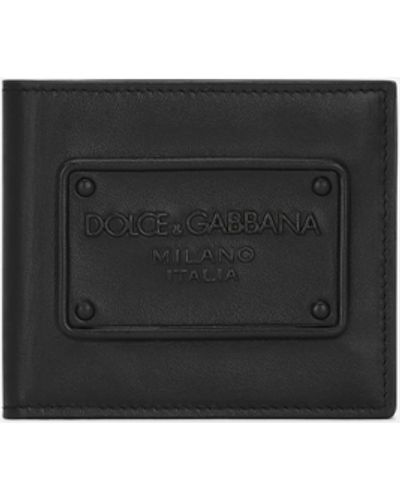 Dolce & Gabbana Cartera plegable en piel de becerro con logotipo en relieve - Blanco