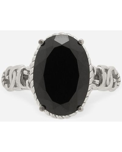 Dolce & Gabbana Anna Ring In White Gold 18kt And Black Spinels