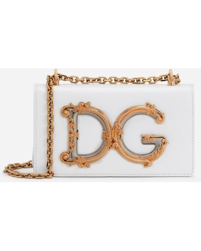 Dolce & Gabbana Phone bag DG Girls aus glattem kalbsleder - Weiß