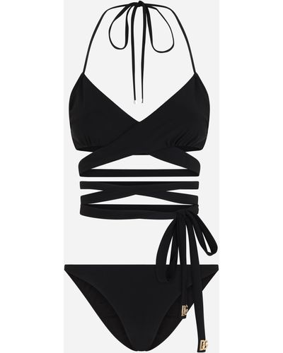 Dolce & Gabbana Bikini with wraparound lace ties - Negro