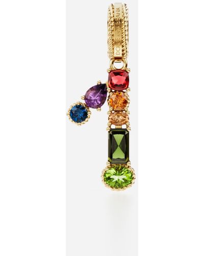 Dolce & Gabbana 18 kt yellow gold rainbow pendant with multicolor finegemstones representing number 1 - Weiß