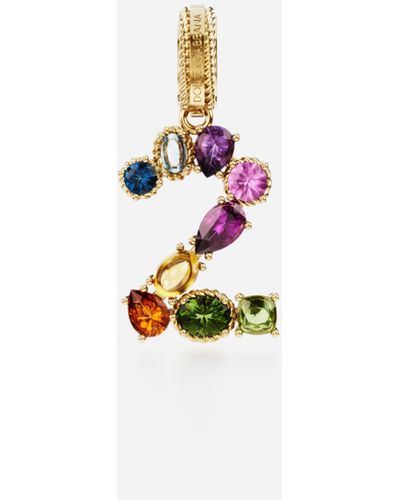 Dolce & Gabbana 18 kt yellow gold rainbow pendant with multicolor finegemstones representing number 8 - Weiß