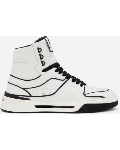 Dolce & Gabbana Calfskin Nappa New Roma Mid-top Sneakers - White