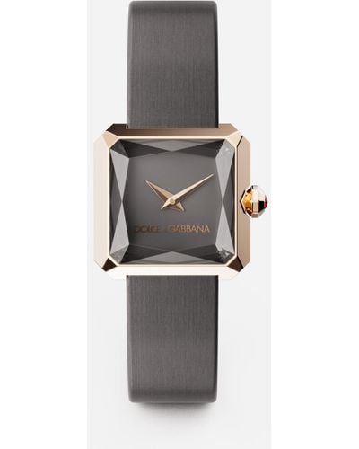 Dolce & Gabbana Gold Watch With Silk Strap - White
