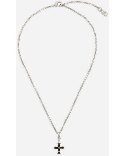 Dolce & Gabbana Fin collier chaîne avec croix - Blanc