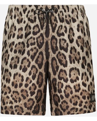 Dolce & Gabbana Bañador bóxer medio con estampado de leopardo - Multicolor