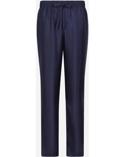 Dolce & Gabbana Pantalon de jogging en soie à écusson broderie DG - Azul