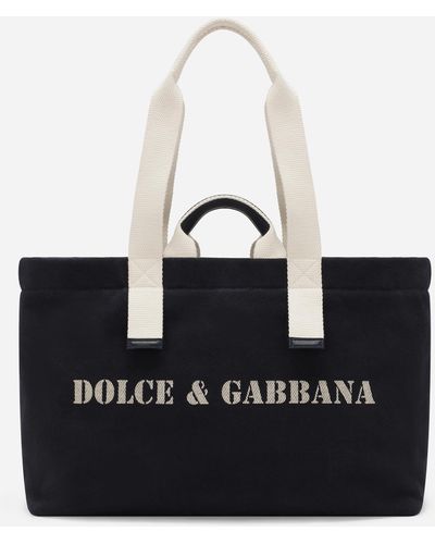 Dolce & Gabbana Borsone in drill stampato - Nero